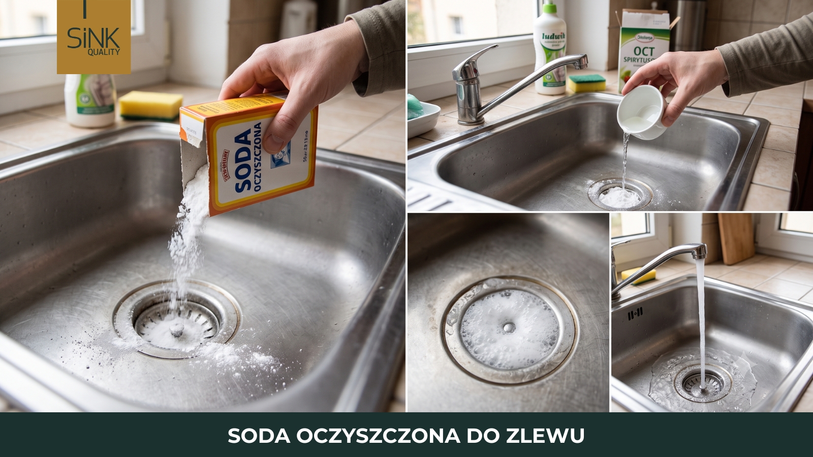 jak wyczyścić zlew sodą oczyszczoną diy