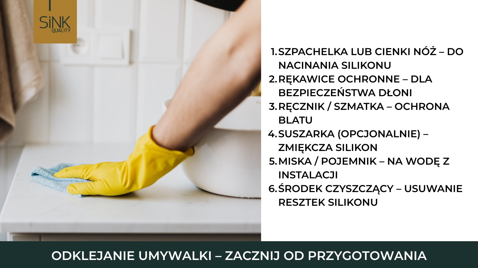 kroku odklejania umywalki