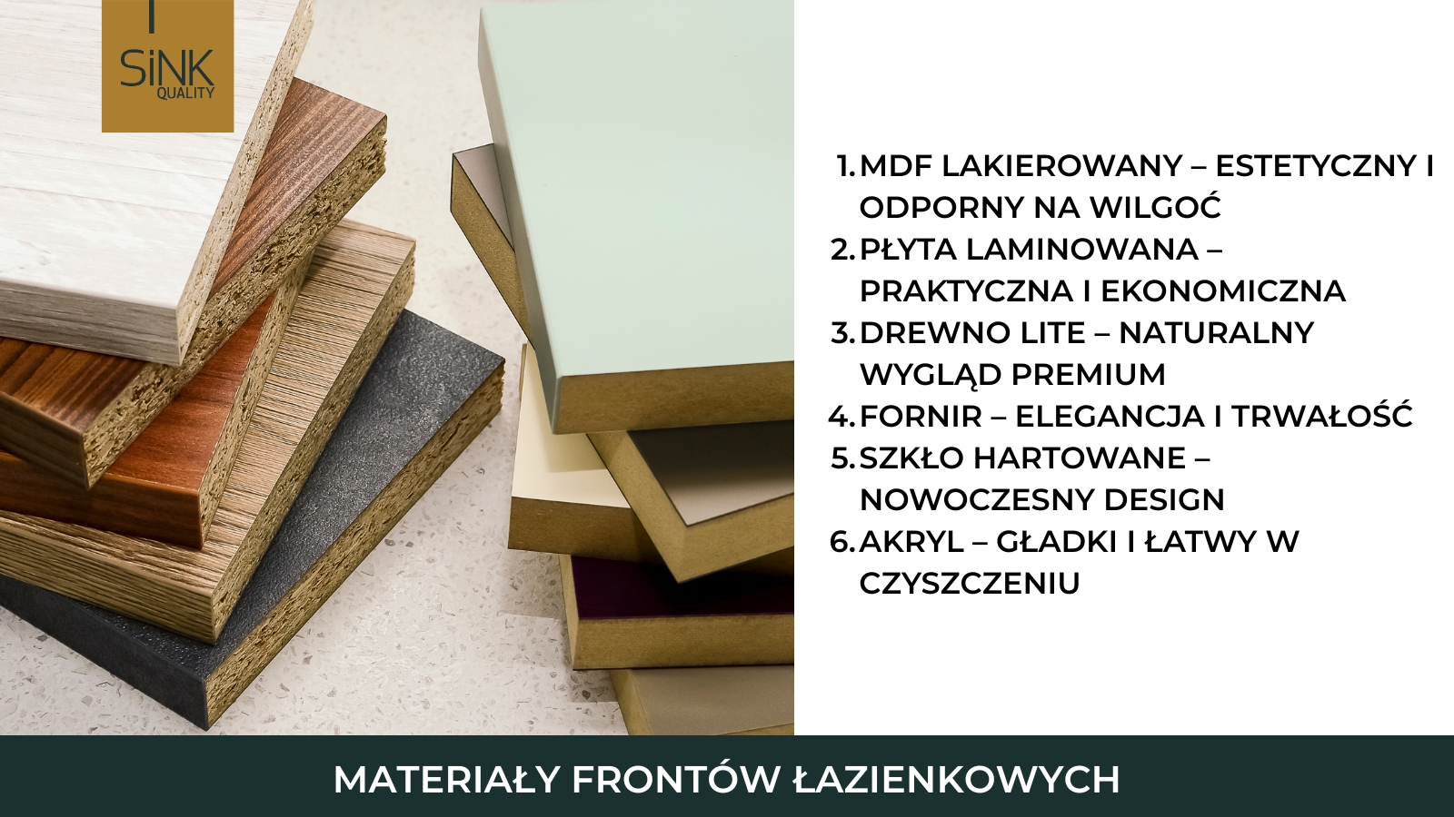 materiały frontów łazienkowych