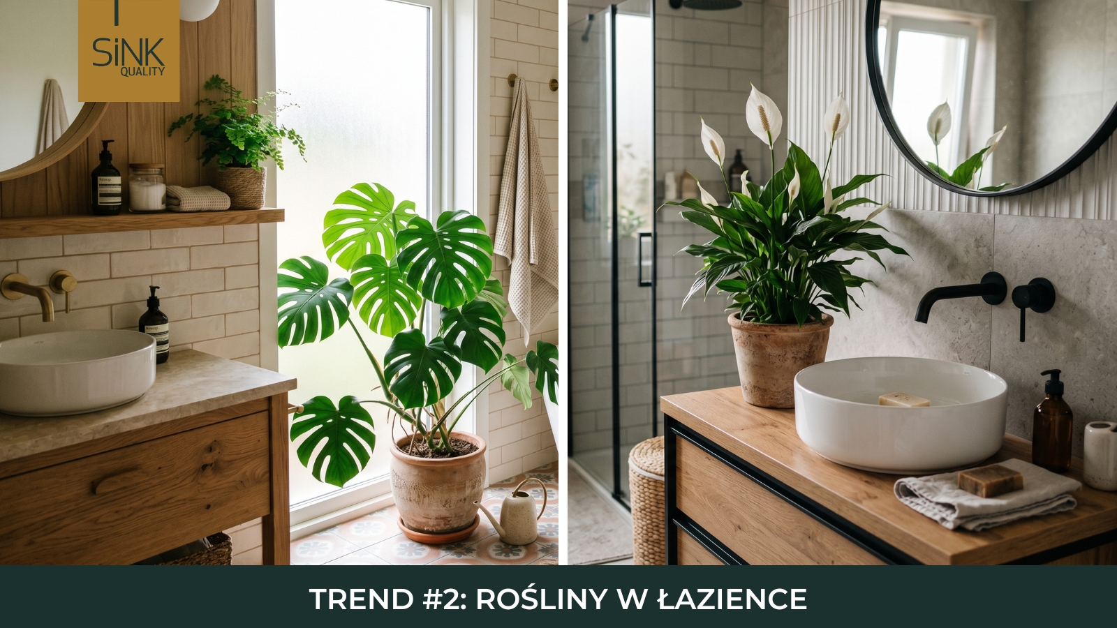 roślinność w zielonej łazience