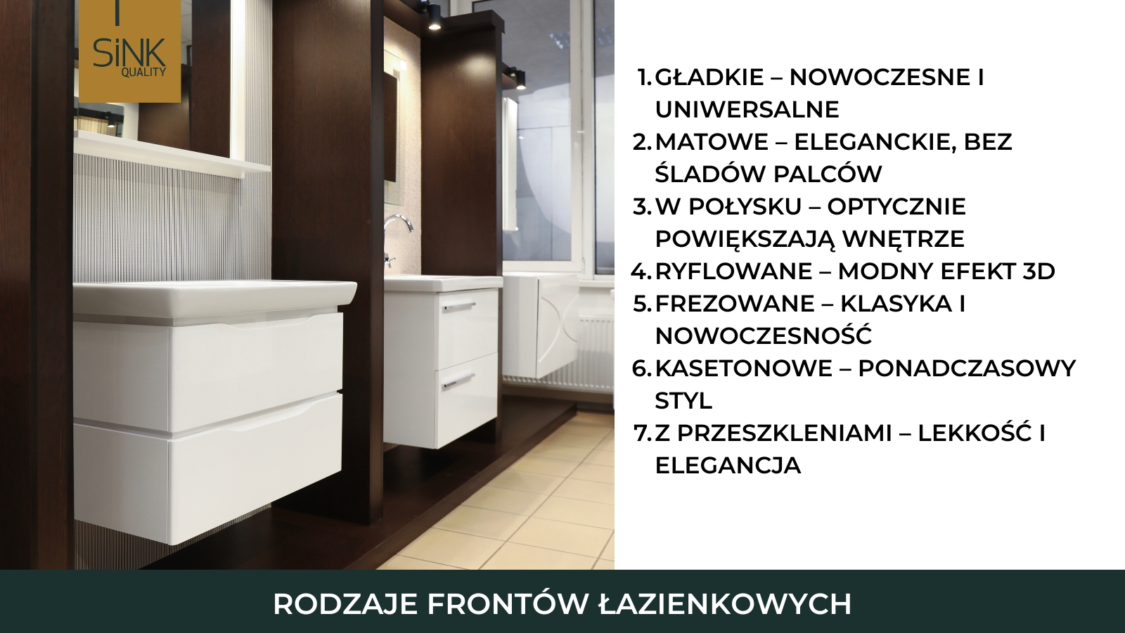 rodzaje frontów łazienkowych