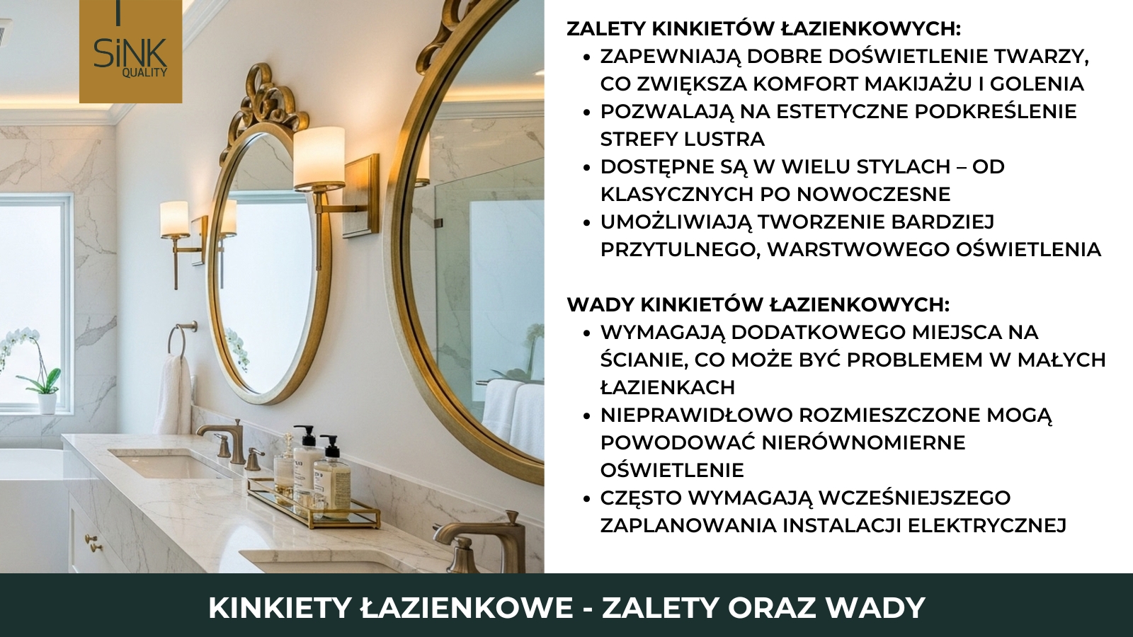 uzupełniające lustra do łazienki - zalety i wady kinkietów