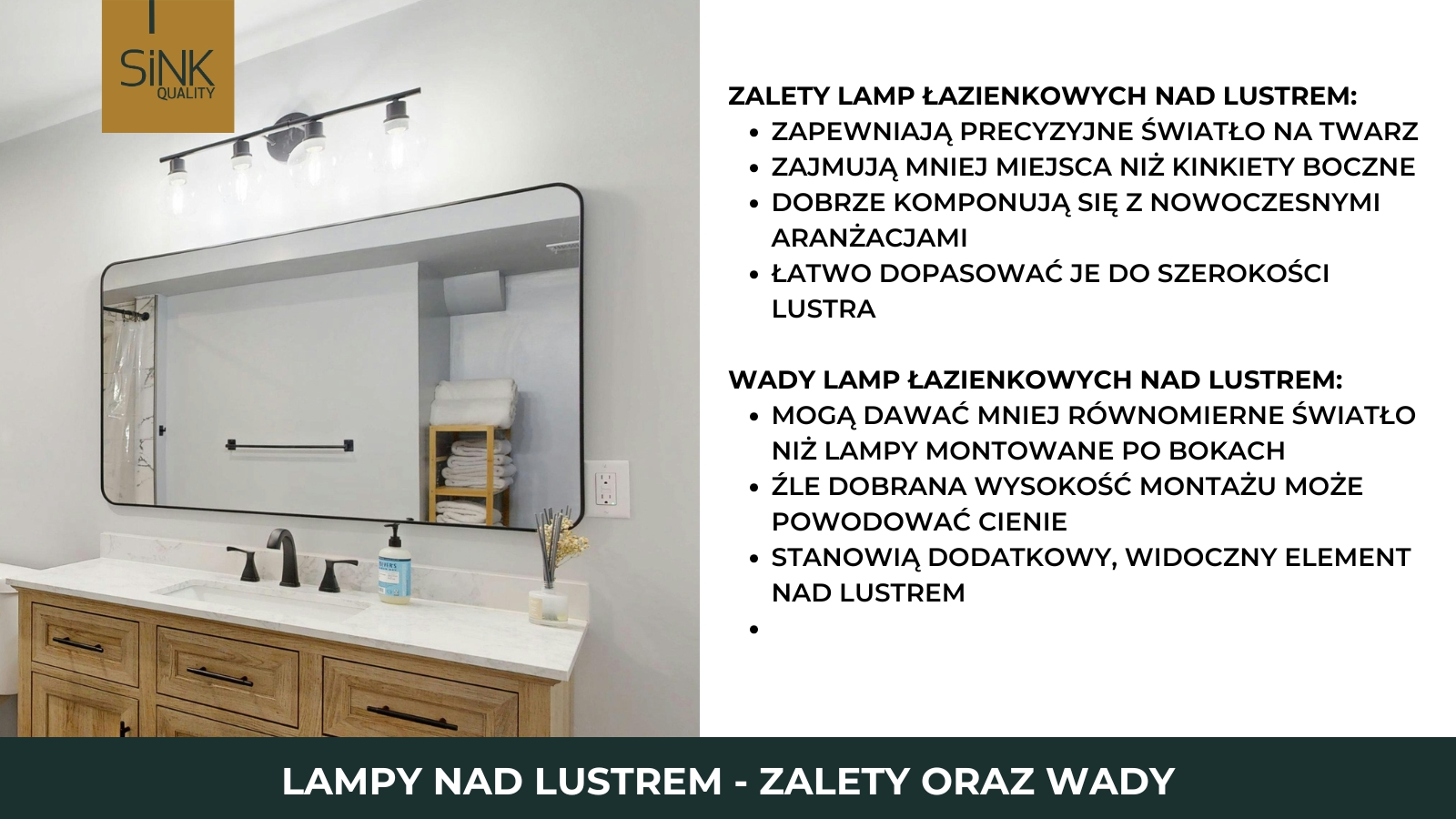 uzupełniające lustra do łazienki - zalety i wady lamp nad lustrem
