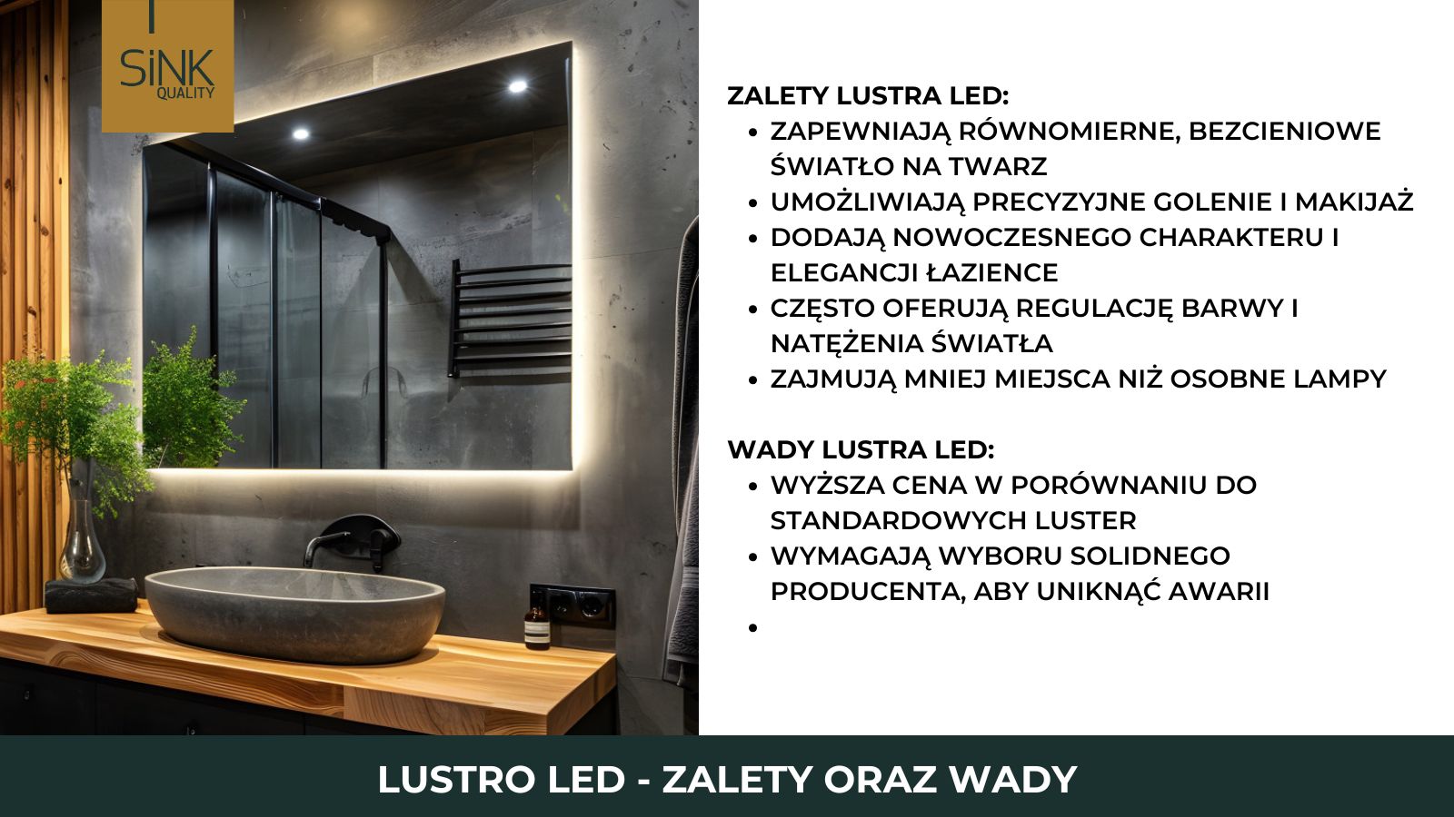 uzupełniające lustra do łazienki - zalety i wady luster led