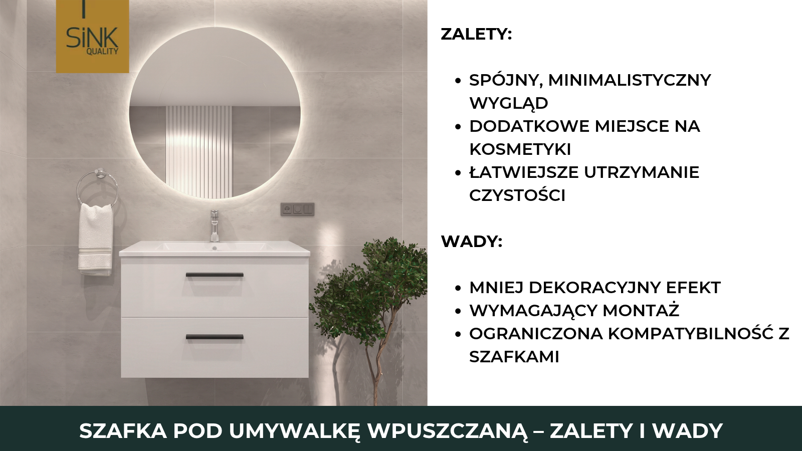 Zalety i wady szafki wpuszczanej pod umywalkę