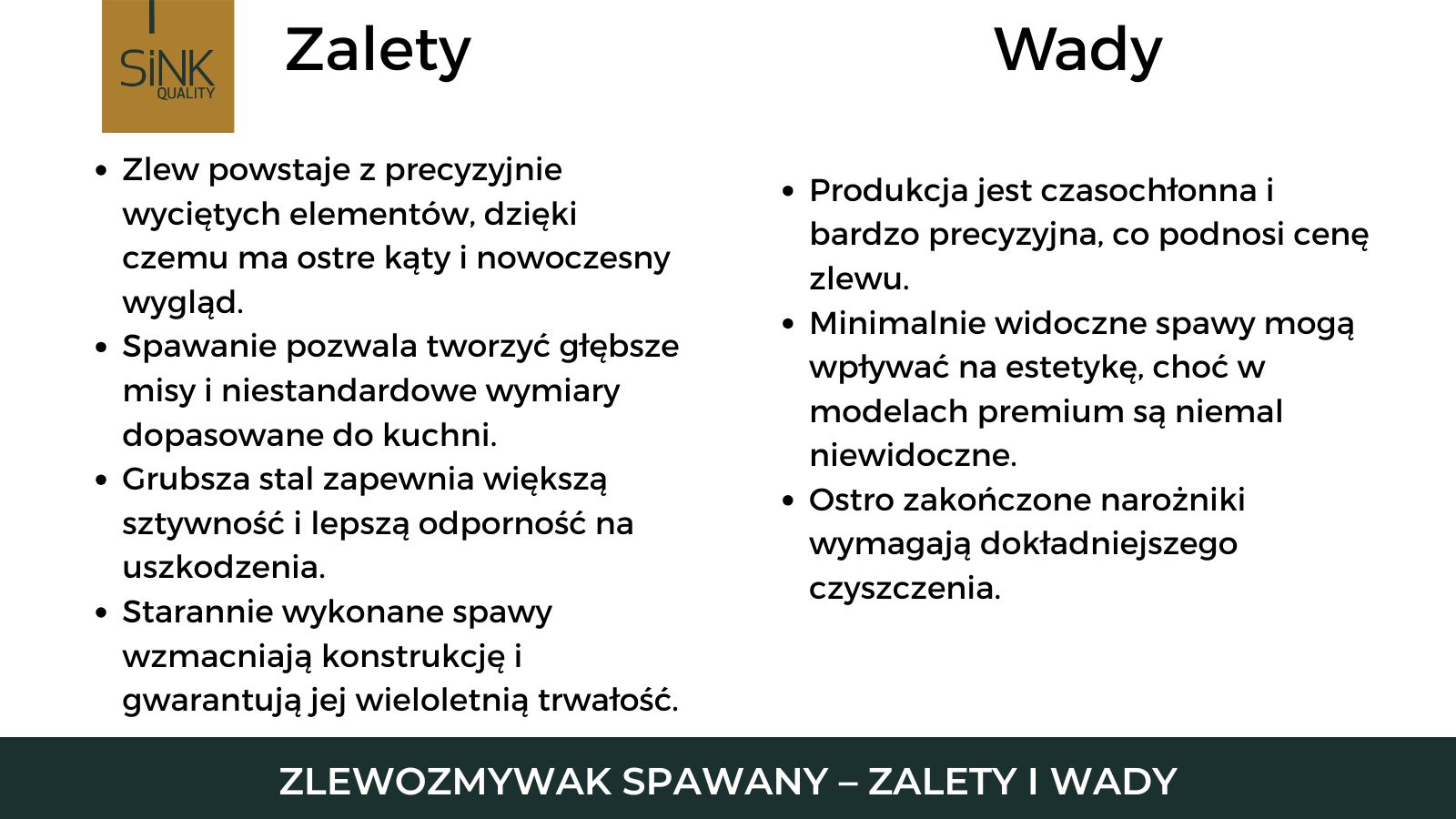 zalety i wady zlewozmywaka spawanego