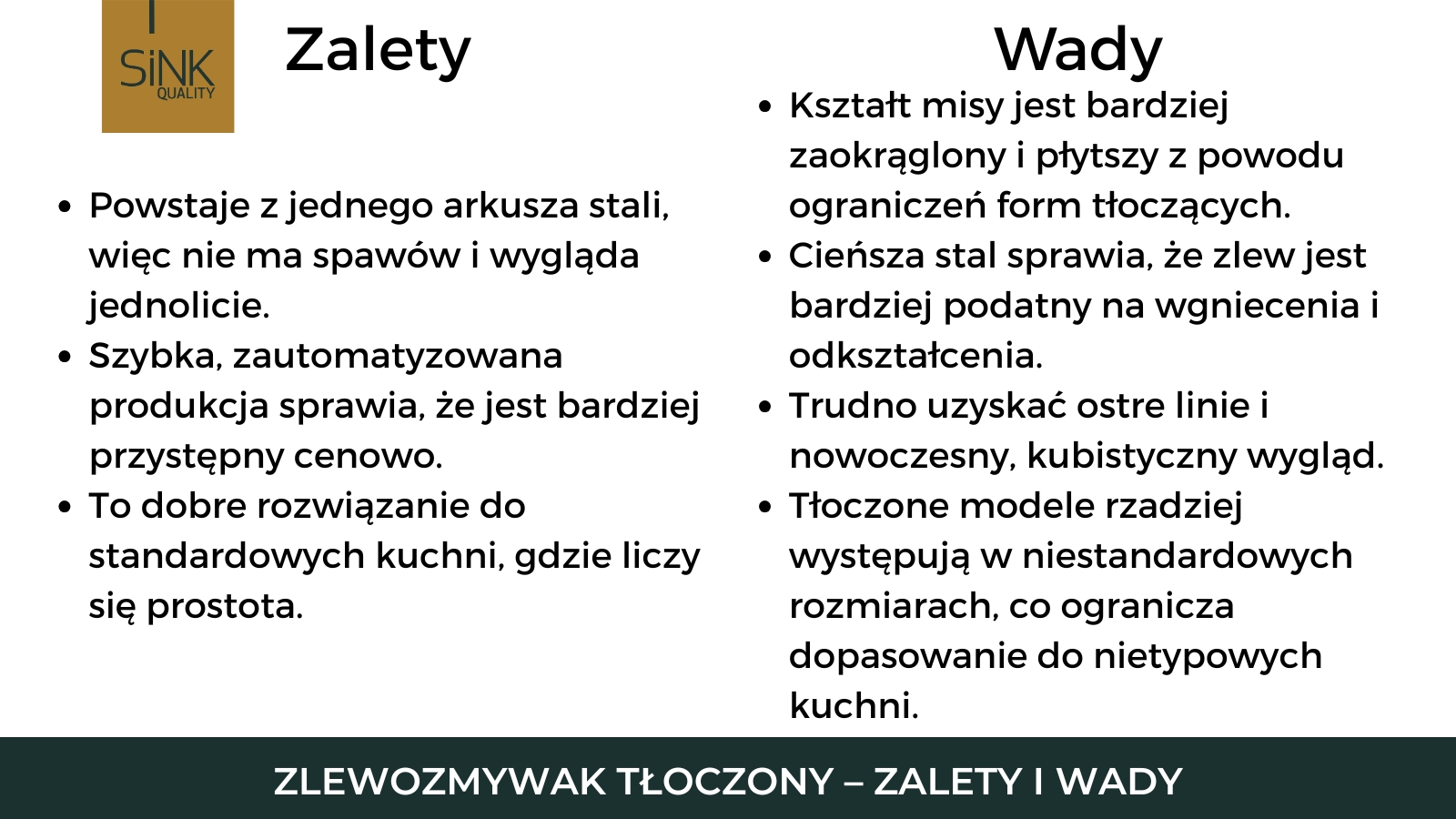 zalety i wady zlewozmywaka tłoczonego