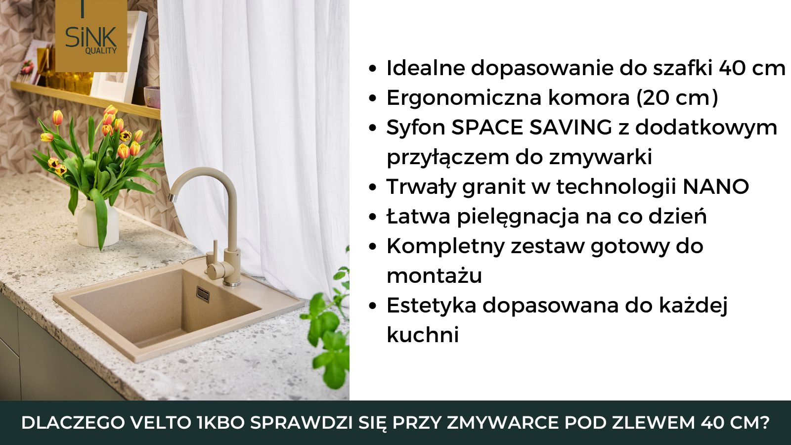 zalety zlewu sink quality do zmywarki pod zlewem 40cm