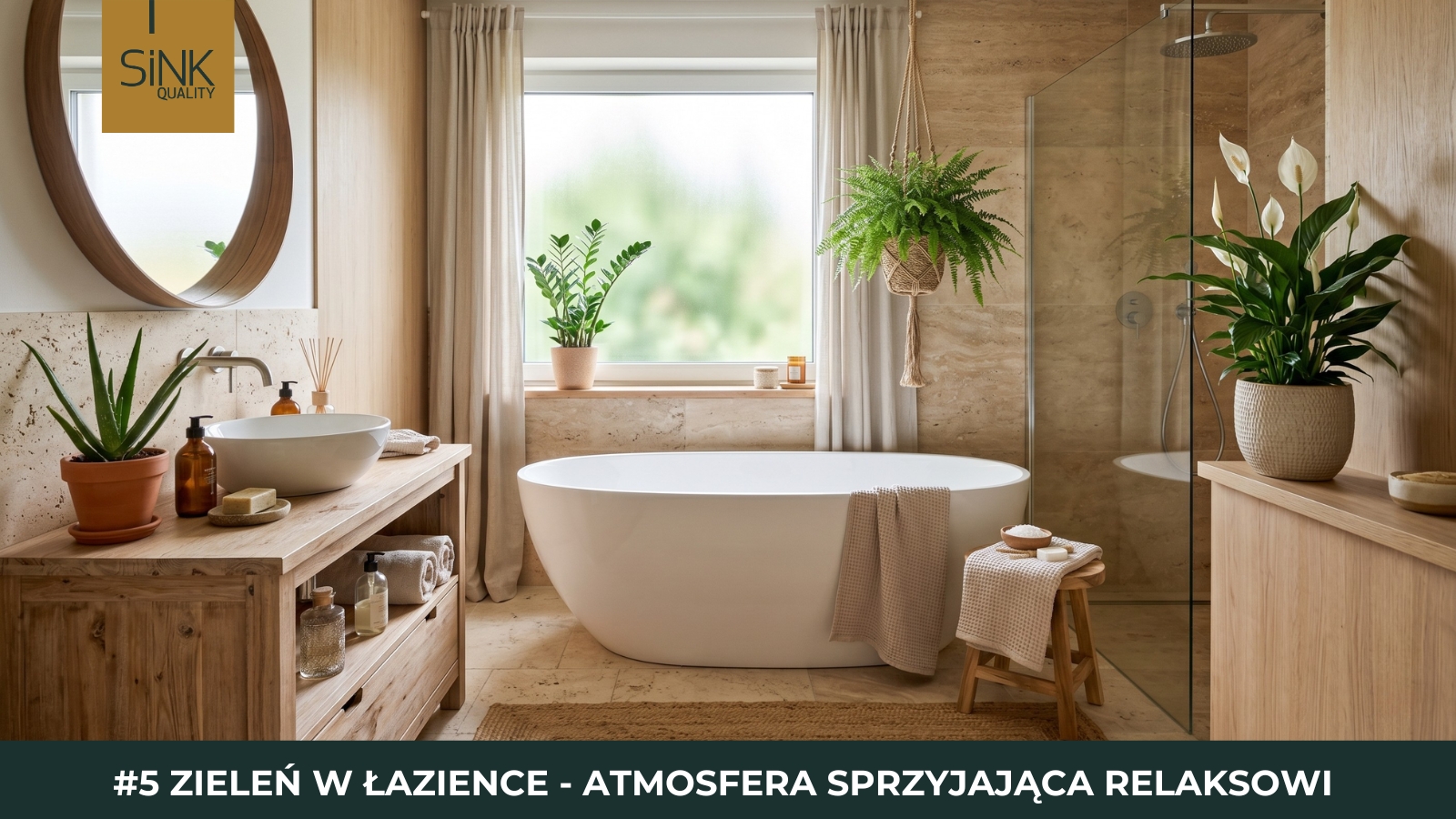 zieleń w łazience w stylu spa