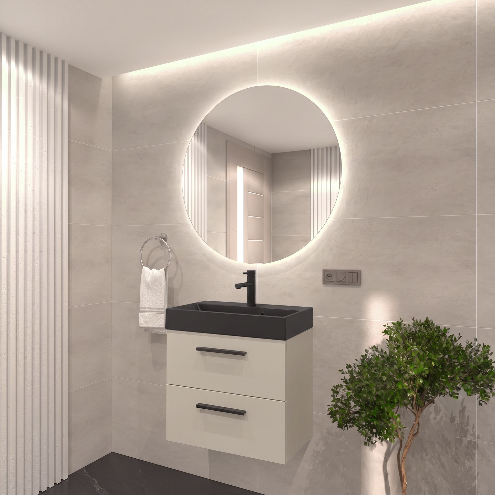 Szafka Aura 60 z umywalką Nadia 60 Sink Quality - wizualizacja