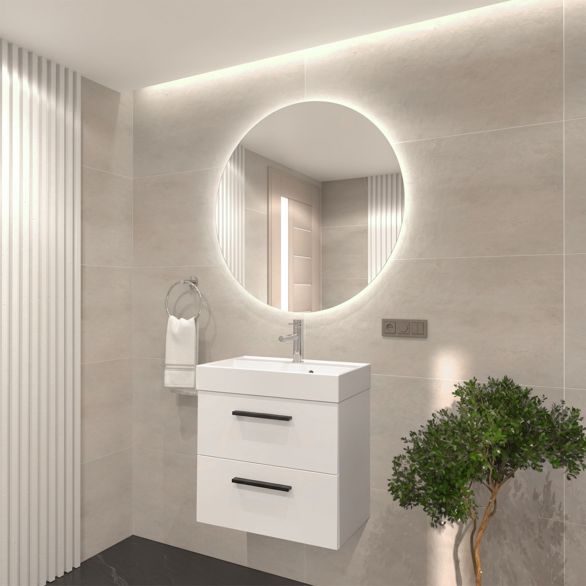Szafka Aura 60 z umywalką Nadia 60 Sink Quality - wizualizacja
