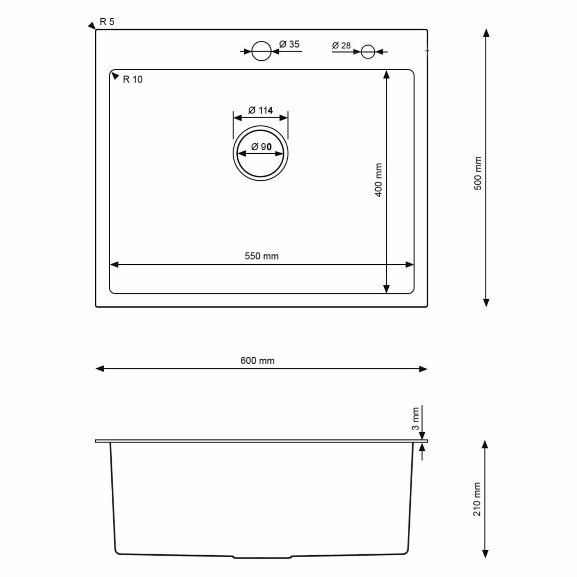 rysunek techniczny zlewu stalowego Steel Sink 55.jpg