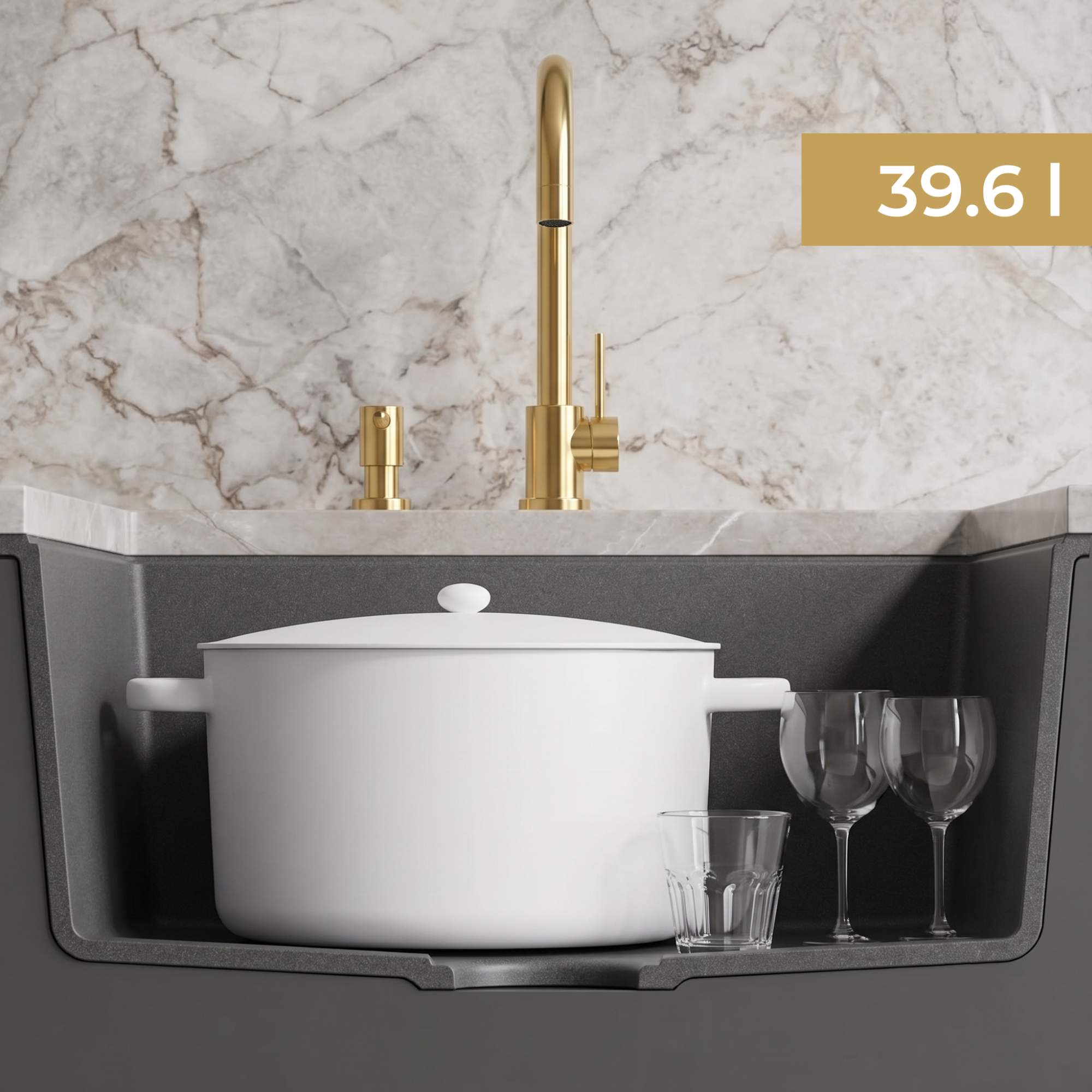 Zlewozmywak podwieszany SIBK 55 1KBO - głęboka komora 39.6l