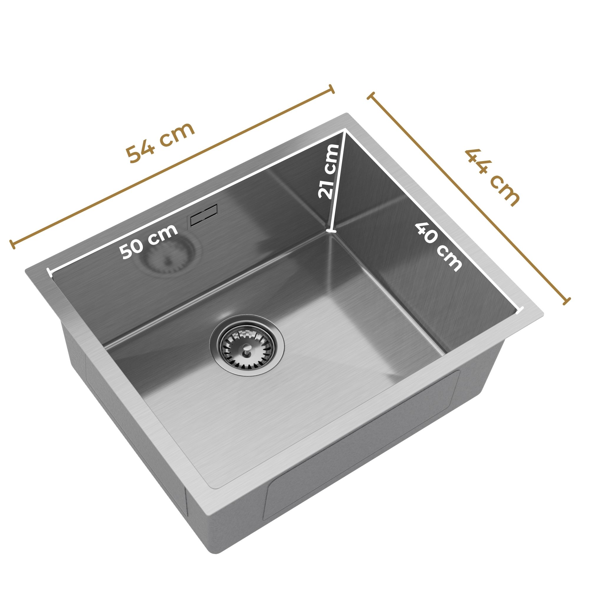 Zlew stalowy jednokomorowy Steel SINK 55 z wymiarowaniem
