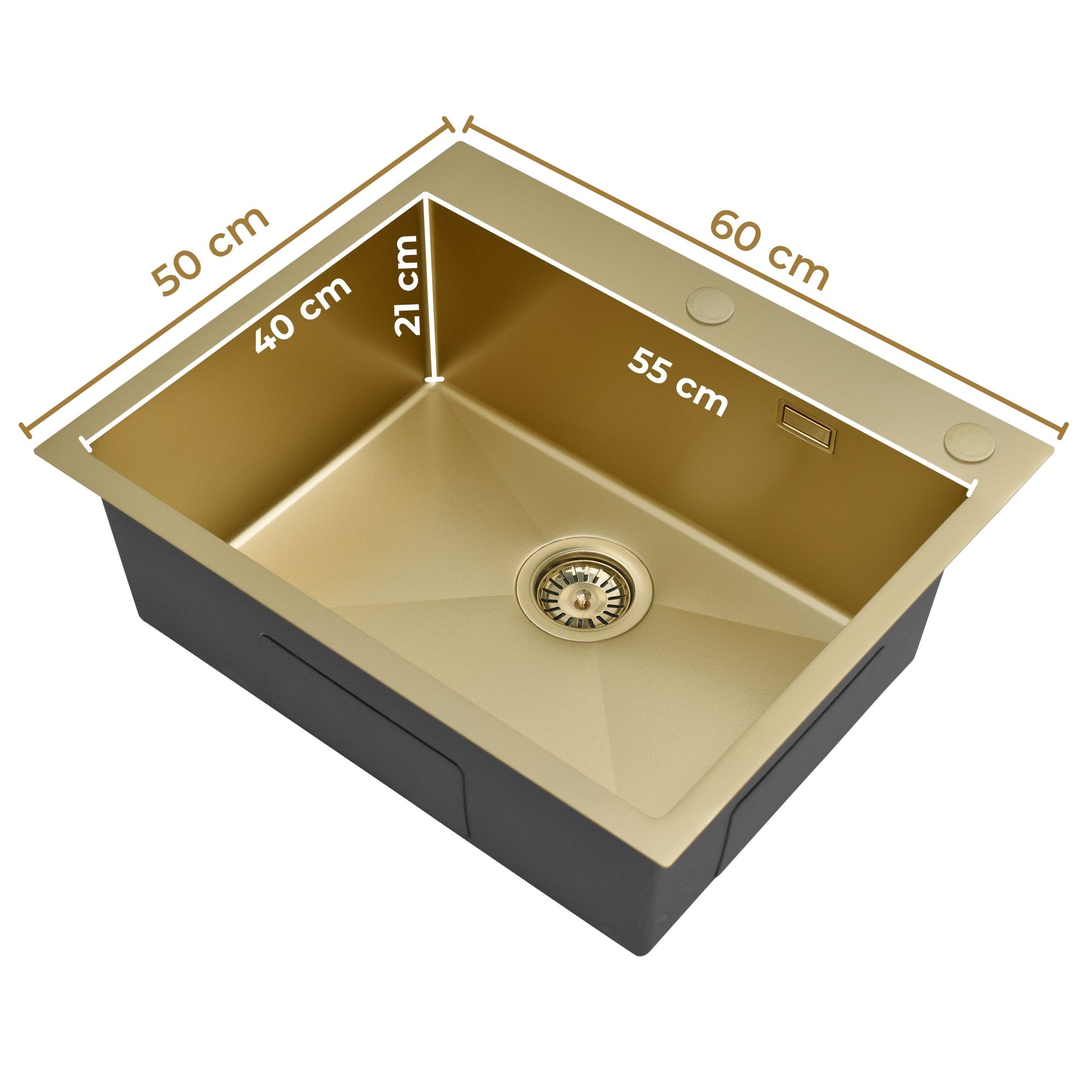 Zlew stalowy jednokomorowy Steel SINK 65 z wymiarowaniem