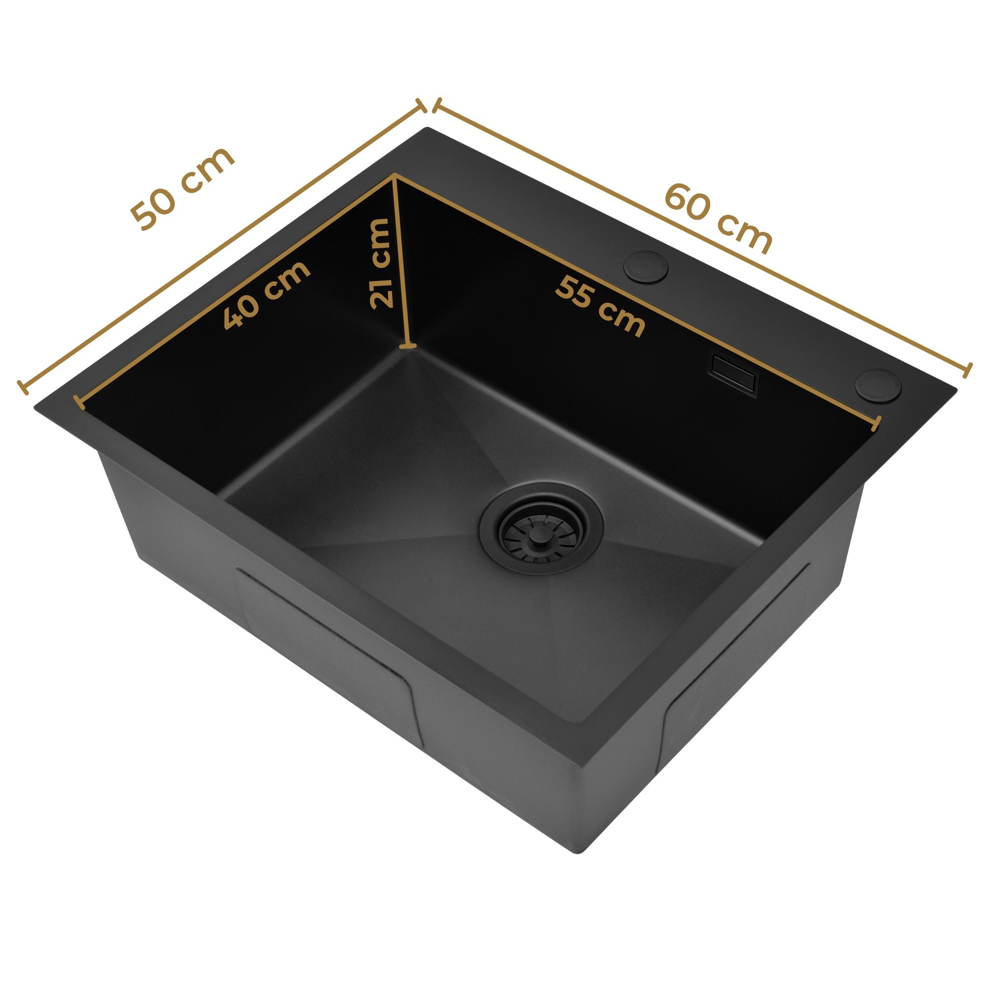 Zlew stalowy jednokomorowy Steel SINK 65 z wymiarowaniem