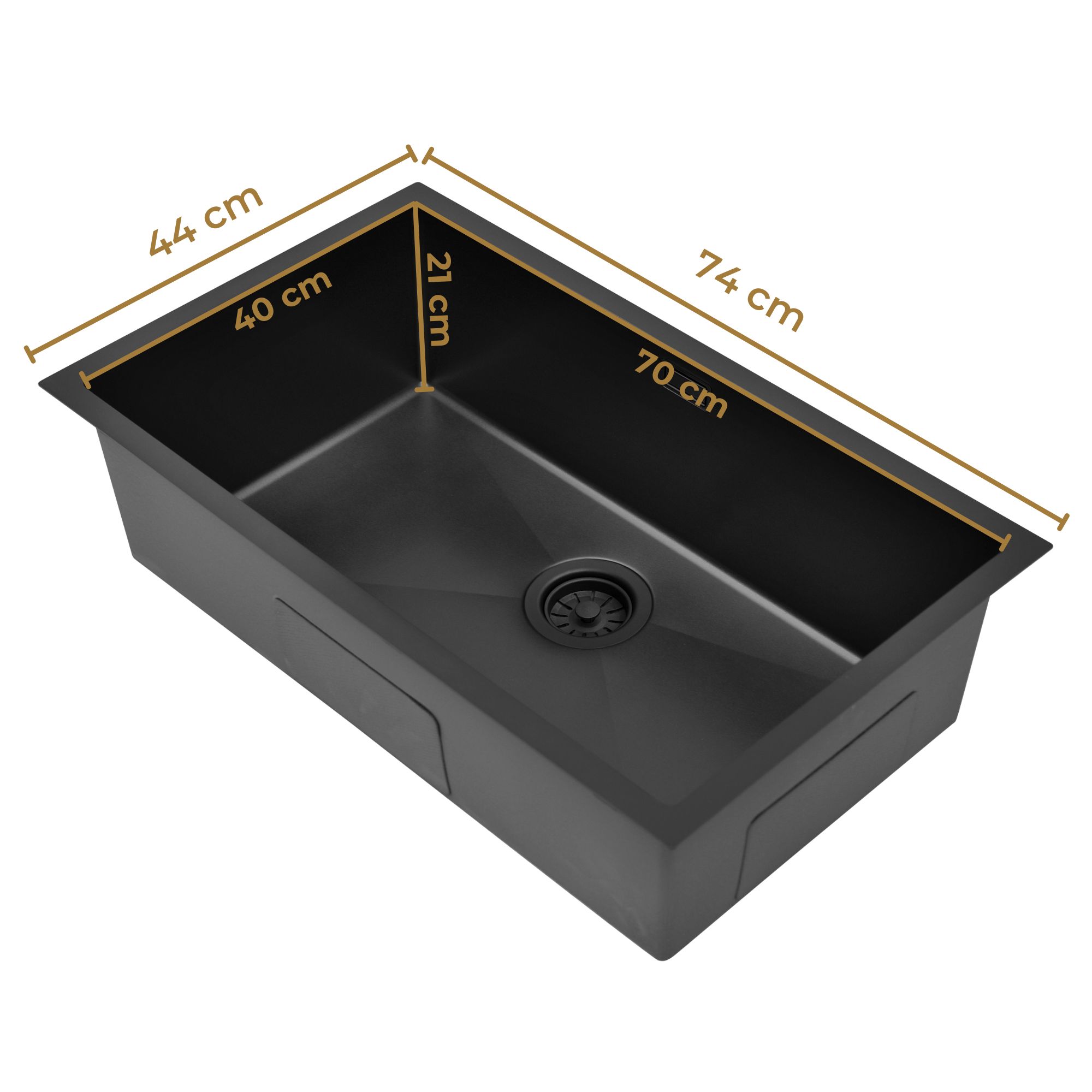 Zlew stalowy jednokomorowy Steel SINK 75 z wymiarowaniem