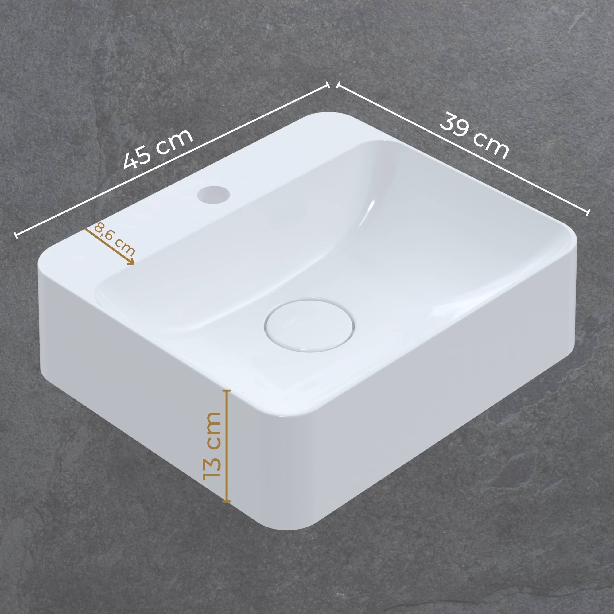 Umywalka HANA z wymiarowaniem 